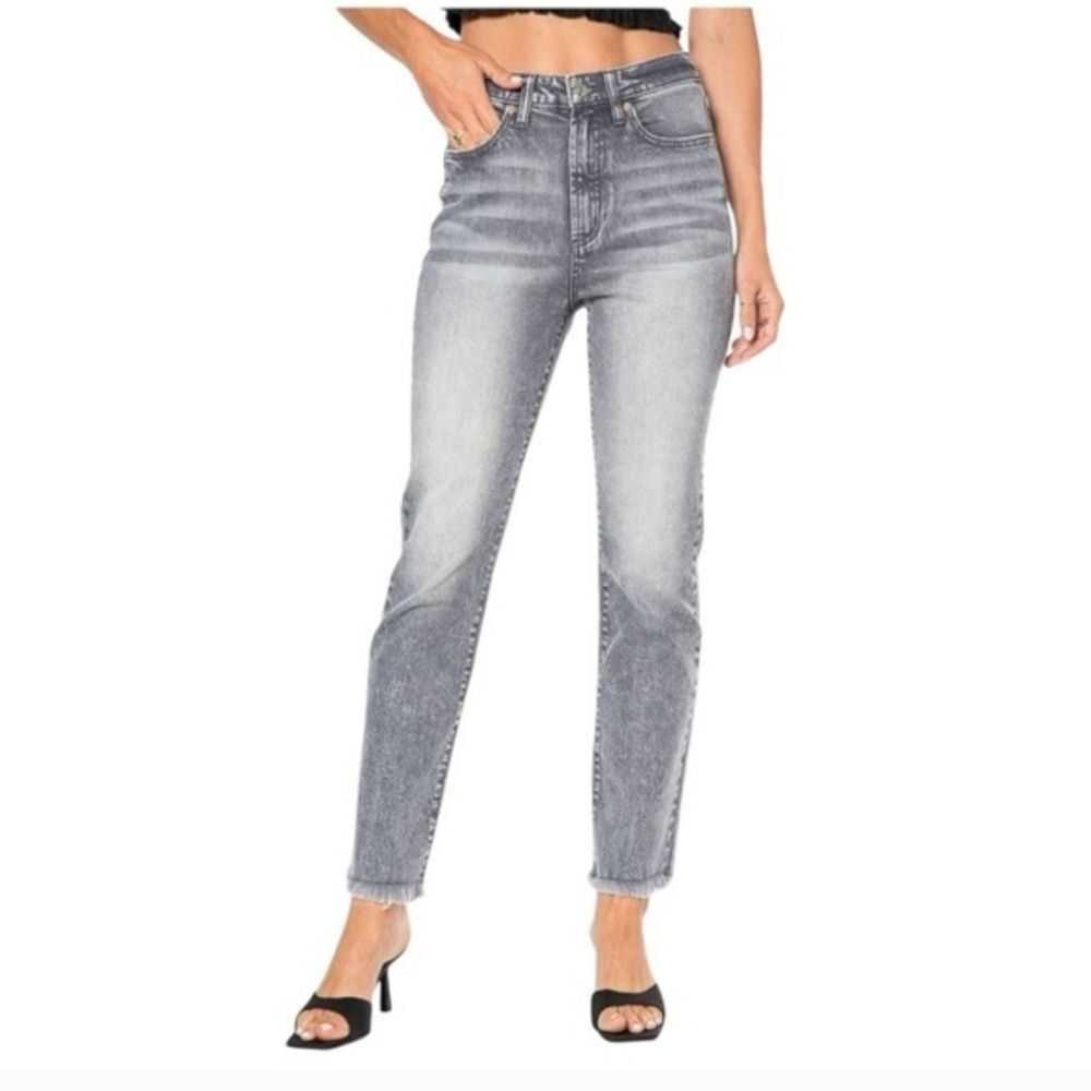 Juicy Couture Venice Gray Marble Wash Raw Hem Jeans - 14W - NWT